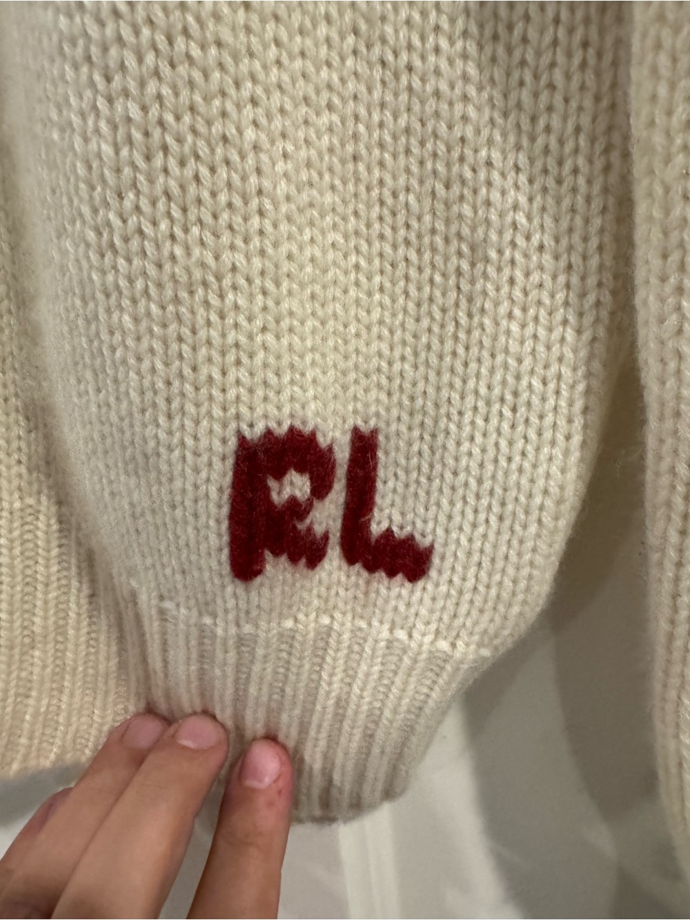 Ralph Lauren Purple Label Cream Turtleneck Sweater with Flag Motif - Picture 2 of 8